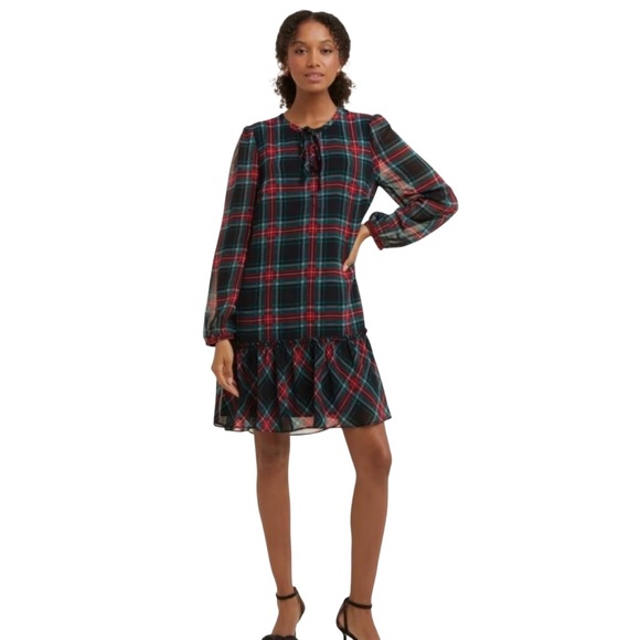 Draper James Dresses & Skirts - Draper James "Rosann" Sheath Dress Multicolor Plaid Tie Front Drop Waist Dress